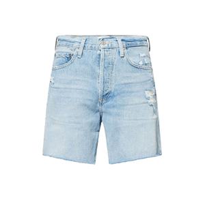 Shorts de Mezclilla Rasgados de Cintura Alta para Hombre, Color Azul Claro Lavado, Estilo Casual, Cierre de Botones, Tela de Algodón - Product Image 2
