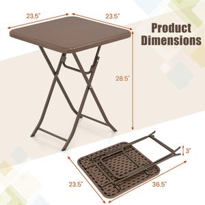 Tavolo da Picnic Pieghevole - Piano in HDPE Effetto Rattan, Tavolo Portatile da Campeggio per 4 Persone, Telaio in Metallo Robusto, Facile da Montare - Product Image 5