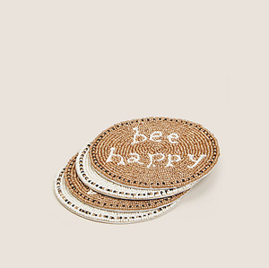 <b>Beaded</b> <b>Coaster</b> with Cherry and Text Designs in Pink Green Red Colors Embroidery Drink Mat Table Decor - Product Image 2