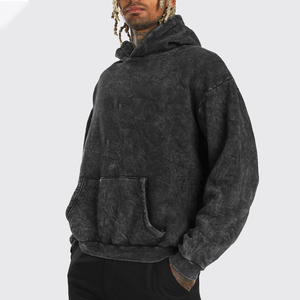 Sweat-shirts d'hiver pour hommes sur mesure 450 GSM, logo brodé, épaules tombantes, coupe oversize, grammage lourd, 100% coton, finition délavée à la pierre - Product Image 6