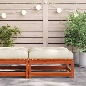 Reposapiés de Madera de Pino Maciza de 27.6 Pulgadas en Color Marrón Encerado y Crema para Muebles de Patio - Product Image 3