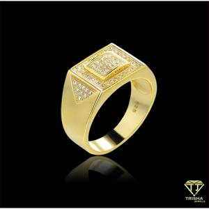 Anillo de Sello Geométrico de Lujo para Hombre, Plata 925 con Diamante Cultivado en Laboratorio, Diseño de Parte Superior Cuadrada, para Marcas de Joyería y Compradores Mayoristas - Product Image 4