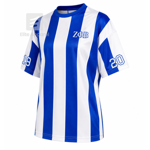 Custom Zeta Phi Beta Sorority Sweatshirt Striped Short Sleeve blue & white Casual Style for female with polyester lining - Product Image 2