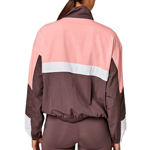 Chaqueta Cortavientos Color Block para Mujer, Manga Larga, Cuello Alto, Cierre de Cremallera, Estilo Deportivo Otoñal - Product Image 2