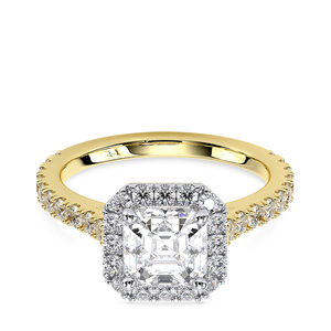 10K White Gold Asscher Cut Lab Grown Diamond Halo Engagement <b>Ring</b> 1.5 CT IGI Certified Rhodium Plated Women's Wedding - Product Image 2