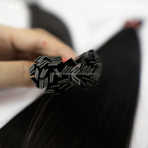 Extensión de cabello natural grueso Extensiones de cabello natural 100 Keratina de punta plana virgen para salones - Product Image 3