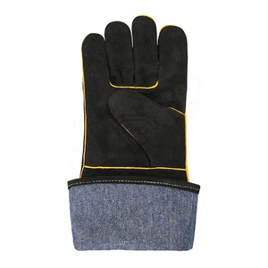 Gants de soudage en cuir de vachette noir sur mesure, résistants à la chaleur et ignifuges, pour la sécurité industrielle, avec manchette longue, OEM - Product Image 6