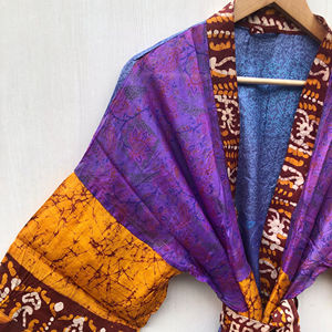 Kimono de Seda Estilo Sari, Vintage Indio, Reciclado, Túnica para Mujer, para Playa, Fiesta, Bikini, Vestido de Novia, para Verano, Venta al Por Mayor - Product Image 1