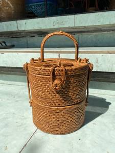 Sac à main en rotin de style indonésien, best-seller, en forme de baril, avec poignée ronde et fermeture à fermoir, pour femmes, usage quotidien - Product Image 3
