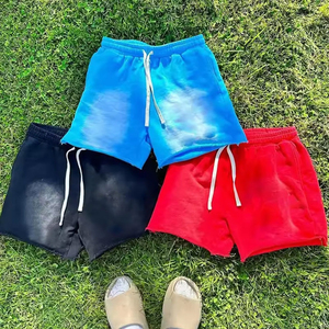 Shorts de jogging pour hommes effet délavé, en coton French Terry, ourlet brut, style streetwear vintage, vente chaude, approvisionnement en gros OEM, 100% coton - Product Image 4
