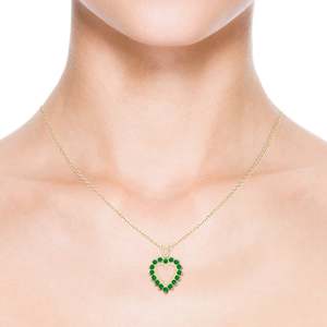 14K <b>Solid</b> <b>Gold</b> Natural Emerald Emerald Open Heart V-Bale <b>Pendant</b> Classic Fine Jewellery Anniversary Gift For Her 2026 - Product Image 2