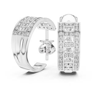 Boucles d'oreilles créoles tendance en or rose 14 carats certifiées VDS IGI avec diamants naturels taille brillant rond |   Poids féminin : 4,4 g - Product Image 5