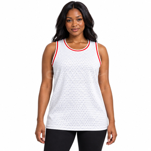 Cosh International Sorority Sisterhood White <b>Mesh</b> Basketball Tank <b>Top</b> Round Neck Sleeveless Breathable Polyester Jersey Unisex - Product Image 3
