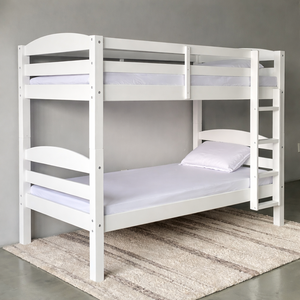 Lit superposé blanc minimaliste personnalisable, meubles de chambre à coucher en bois sur mesure pour enfants - Product Image 5