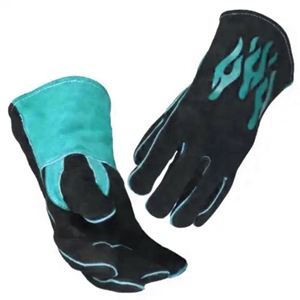 Gants de soudage en cuir de vachette de qualité supérieure, 14 pouces, cuir noir jet, protection industrielle, gants de sécurité - Product Image 6