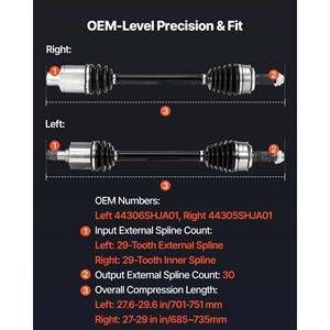 Coppia di Semiasse CV Anteriore Sinistro e Destro (Lato Guida e Passeggero) per Ricambio Automobilistico - Product Image 3
