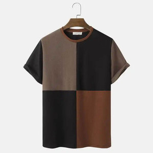 เสื้อยืดคอกลมผู้ชาย แขนสั้น ผ้าคอตตอนผสมโพลีเอสเตอร์ สีพื้นเรียบๆ สไตล์ไฮสตรีท ขายส่งเสื้อยืดผู้ชาย - Product Image 1
