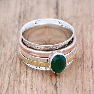 925 Sterling Silver Green Onyx <b>Spinner</b> <b>Ring</b> Handmade Bohemian Fidget <b>Ring</b> Natural Gemstone Jewelry Women - Product Image 5