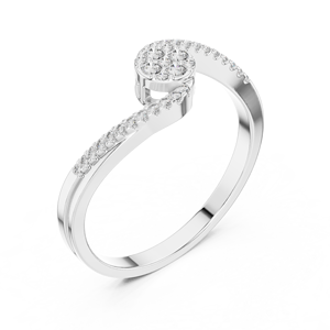 Anillos de oro macizo de 14k para mujer con diseño minimalista de diamantes de corte redondo, estilo bypass o swirl, para regalo, compromiso, aniversario, boda. - Product Image 3