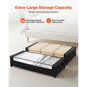 Contenitori portaoggetti sotto il letto con coperchio trasparente e ruote, organizer per scarpe 30,3 x 18,5 x 6,8 pollici - Product Image 2