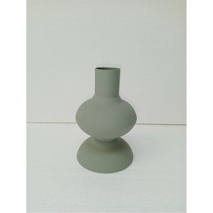 Modern Sage Green Metal Vase <b>Matte</b> Finish Abstract Geometric Flower Pot Nordic Style <b>Table</b> Centerpiece for Home Wedding Decor - Product Image 1