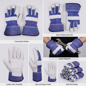 Gants de sécurité en cuir de vachette grainé pour la construction industrielle avec doublure en coton, protection robuste pour les mains des riggers canadiens - Product Image 3