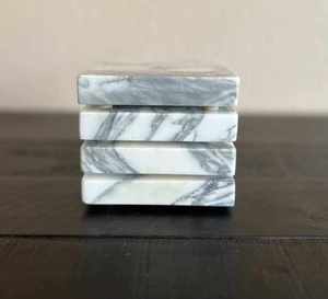 Ensemble de sous-verres carrés en marbre Arabescato Corchia de qualité supérieure, finition en pierre naturelle, décoration de luxe pour la maison, protection pour table basse et boissons - Product Image 2