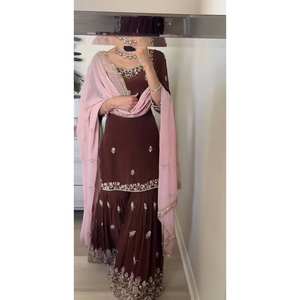 Top conjunto de ropa de fiesta para mujer de diseñador-Plazzo y Dupatta con bordado - Product Image 5