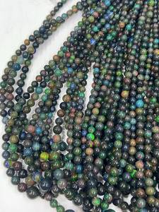 Natural Black Ethiopia <b>Opal</b> Smooth Round Ball Beads 17 Inch Strand 3.5mm to 7mm AAA Grade Alif International Bulk Wholesale - Product Image 4