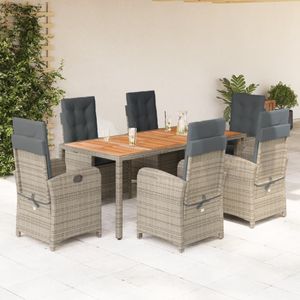 Conjunto de Comedor de Jardín de Ratán PE Gris con Reposabrazos Ajustables y Características Estándar - Product Image 1
