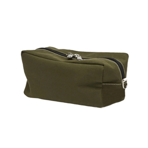 Canvas Toiletry Bag <b>Medium</b> Size Zipper Closure Soft Handle Olive Green Minimalist Style - Product Image 6