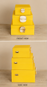 Coffret de rangement pour bijoux en verre jaune soleil avec accent en agate naturelle, doublure en velours, finition brillante, pour organiser et conserver les objets décoratifs - Product Image 2