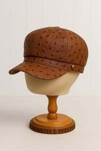 Ostrich Texture Leather Baseball <b>Cap</b> 6-Panel Adjustable Solid Color Casual <b>Hat</b> for Adults 58-60CM - Product Image 4
