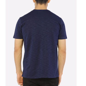 Camiseta de Manga Corta para Hombre, Cuello Redondo, Color Azul Marino, Lisa, Informal, Corte Regular, Estilo Jersey - Product Image 6