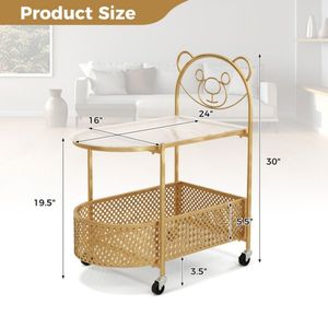 Tavolino da Caffè in Vetro a 2 Ripiani con Motivo Orso, Arredamento Minimalista per Soggiorno - Product Image 6