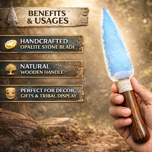 ดาบปลายหอกคริสตัลโอปาไลต์ทำมือขนาดใหญ่พิเศษ ของตกแต่งทางจิตวิญญาณ ด้ามไม้แกะสลักหิน งานฝีมือหินแกะสลัก ของตกแต่ง - Product Image 3