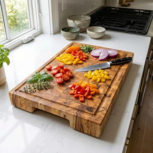 Planche à découper en bois faite à la main, planche à hacher en bois massif de haute qualité - Product Image 5