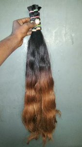 Lots de cheveux en gros bicolores de qualité supérieure, extensions de cheveux indiens bicolores en vrac, 100 % cheveux de temple indiens - Product Image 2