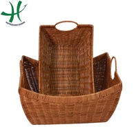Paniers tissés en rotin rond fait à la main naturel avec couvercles panier à linge maison vêtements rangements et panier d'organisation pour vêtements