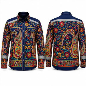 เสื้อเชิ้ตทำงานผู้ชายลายดอกไม้เพสลีย์ สะท้อนแสง ป้องกันไฟฟ้าสถิตย์ ผ้าฝ้าย พิมพ์ลายดิจิตอล แฟชั่น ปลอดภัย สำหรับชุดยูนิฟอร์ม - Product Image 1