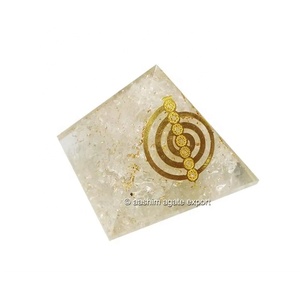 Wholesale AA+ Quality Gemstone Crystal Quartz Orgone <b>Pyramid</b> Handmade Mandala Chakra Design Feng Shui Style Mascot Business Gift - Product Image 2