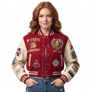 Chaqueta Varsity Corta para Mujer, Cómoda y Transpirable, con Logotipo Personalizado, Chaqueta de Punto con Letras, Diseño Corto - Product Image 6