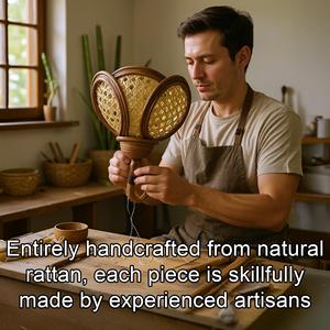 Flower Rattan Wall <b>Sconce</b> Lamp Handwoven Wicker Wall <b>Light</b> Fixture Wooden Decorative Lighting for Living Room Home Decoration - Product Image 4