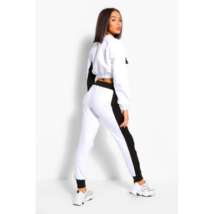 Ensemble sweat-shirt court et jogging pour femme avec logo personnalisé, survêtements pour femme, tenue de sport unie pour femme - Product Image 4