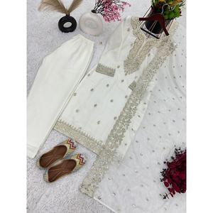 ผ้าไหมสีขาวเย็บปักลาย - Product Image 5