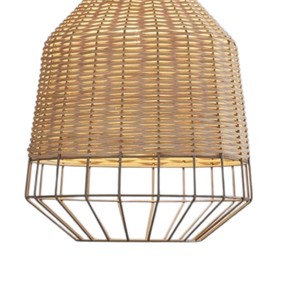 Lampe suspendue artisanale en rotin écologique, abat-jour tissé, luminaire bohème pour chambre à coucher ou hôtel - Product Image 4