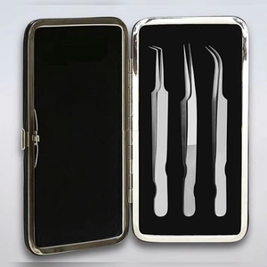 Pinzas de Precisión con Punta de Nanofibra Antimagnéticas para Extensión de Pestañas, Acero Inoxidable Japonés de 14 cm, Marca Privada, Puntas de Plasma Negras - Product Image 5