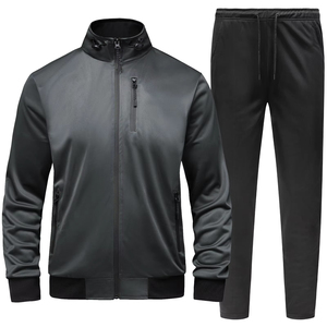 Custom Track Suit <b>Zip</b> <b>up</b> <b>Jackets</b> and Pants Two Piece Solid Causal Suit Jogging Suits Polyester Tracksuit For Men's - Product Image 4