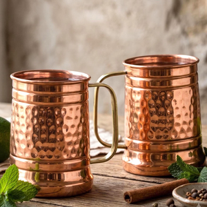 Taza Moscow Mule de Cobre Puro Clásica de Lujo FAIZA CRAFT, Personalizada Directo de Fábrica, Ecológica, con Revestimiento de Acero Inoxidable - Product Image 1