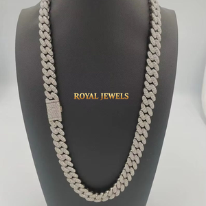 Iced Cubic Moissanite Miami Chain Necklace 925 <b>Silver</b> Link <b>Choker</b> for Men Women Party Jewelry - Product Image 1